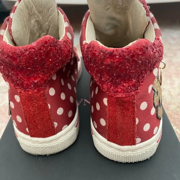 Monnalisa girls red polka dot sneakers size 26